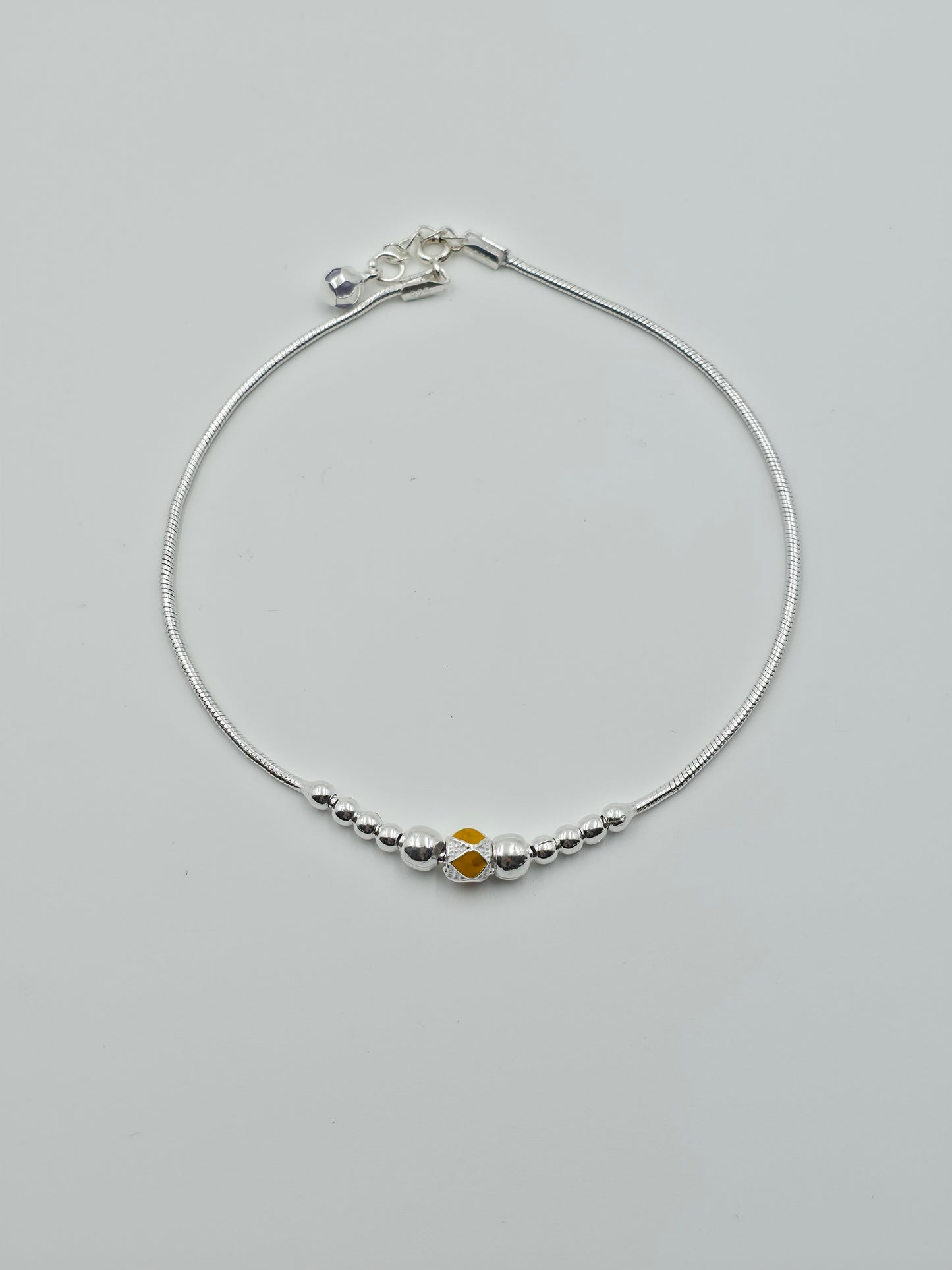 Yellow White Beaded Anklet