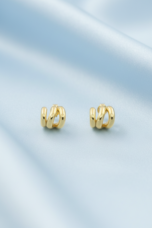 Triple Circle Hoop Gold Earring