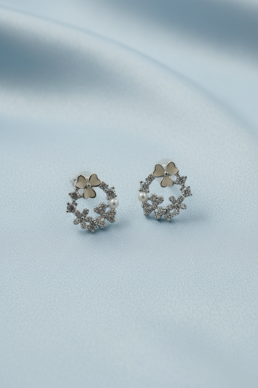 Diamond Flower Earring