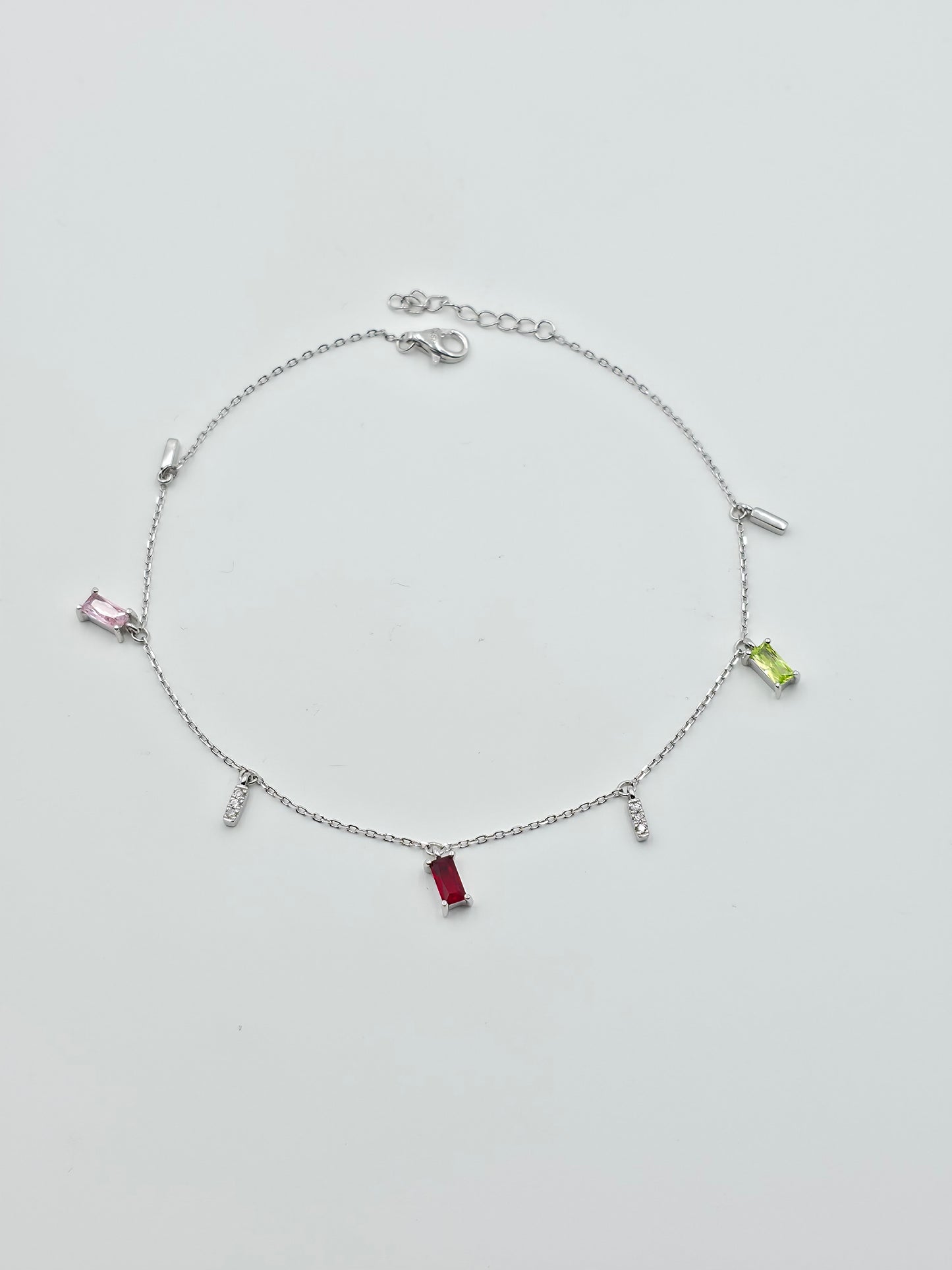 Baguette Cut Multicolour Anklets