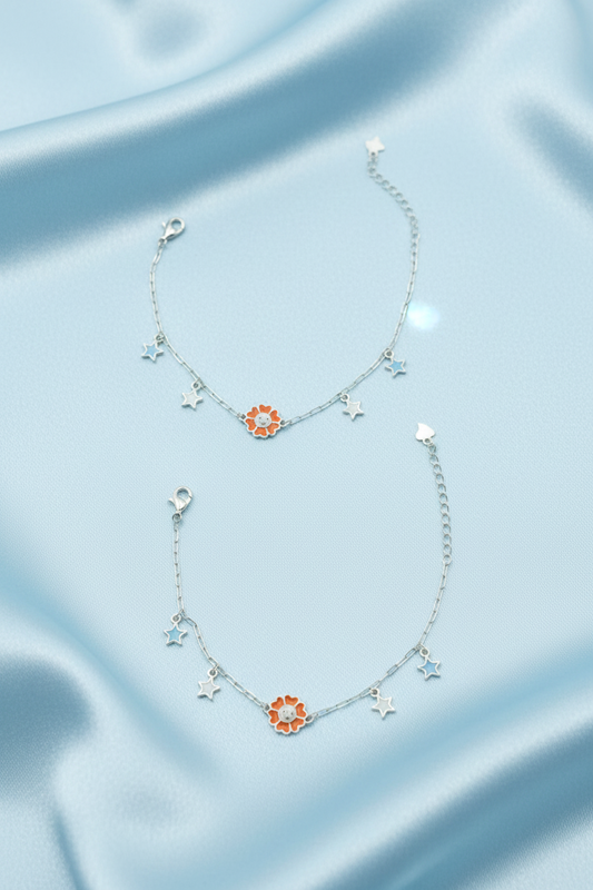 Orange Flower Baby Anklet