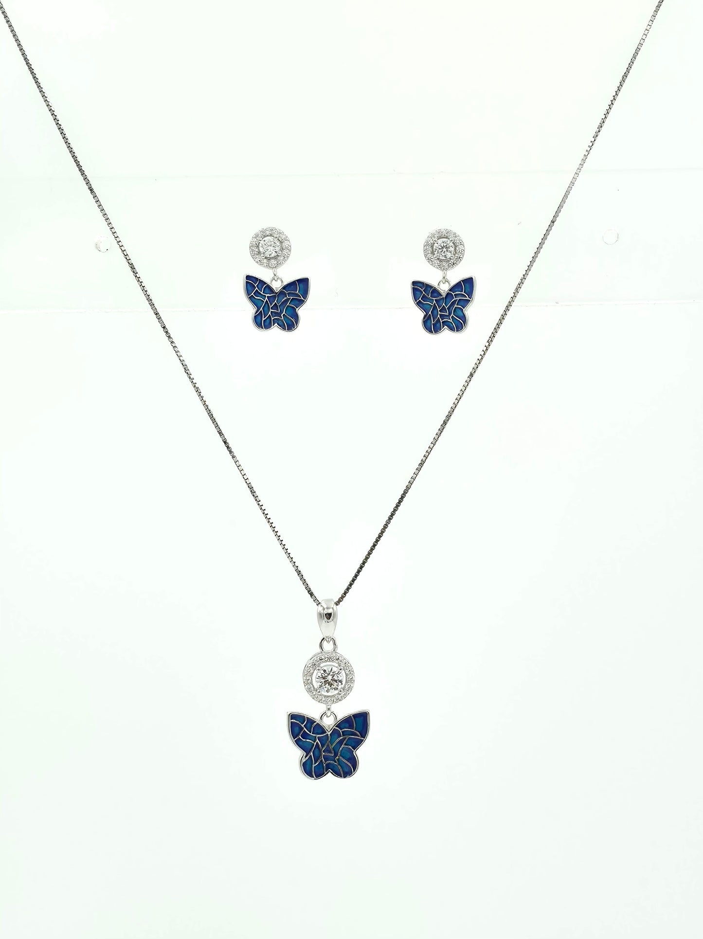 Blue Butterfly Pendant Set