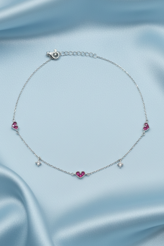 Diamond Star & Heart Anklet