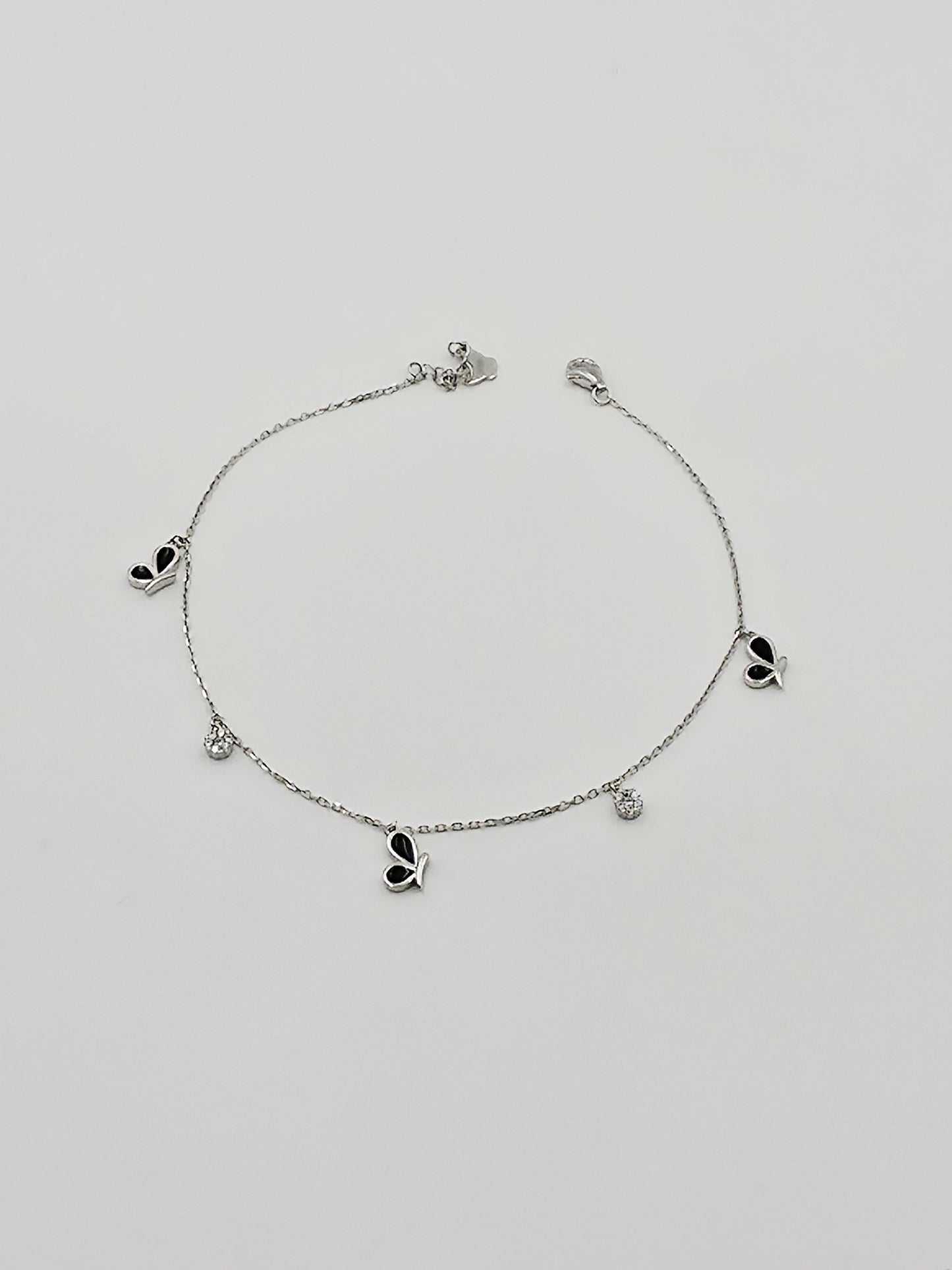 Black Butterfly Enamel Anklet