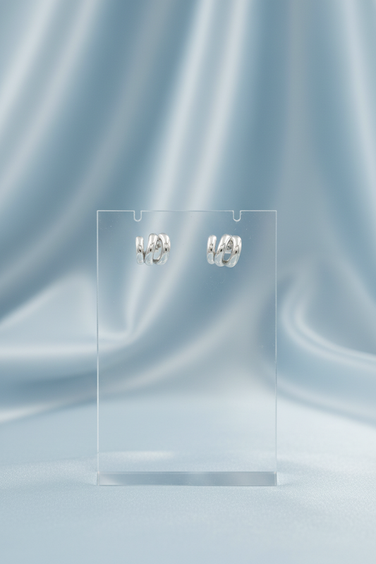 Triple Circle Hoop Silver Earring