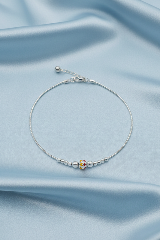 Yellow Red Beaded Anklet