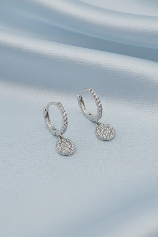 Pave Circle Huggie Earring