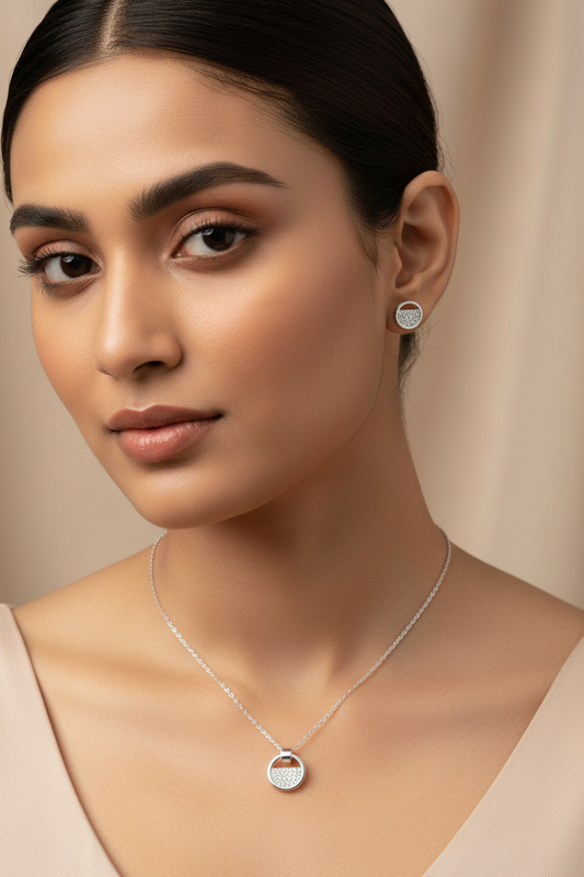 Half Diamond Studded Round P/E