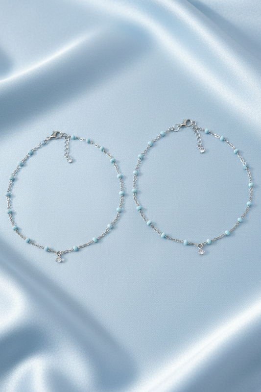 Sky Blue Enamel Anklet