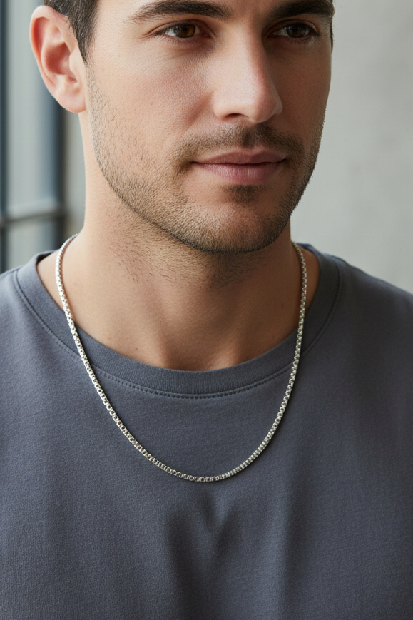 Rounded Box Link Men’s Chain