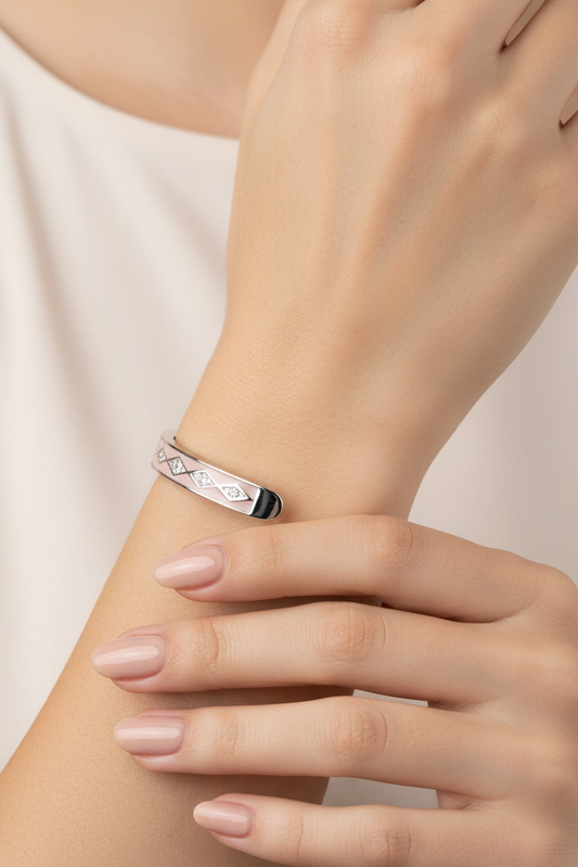 Pink & White Enamel Bracelet
