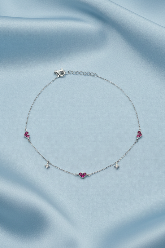 Red Heart Charm Anklet