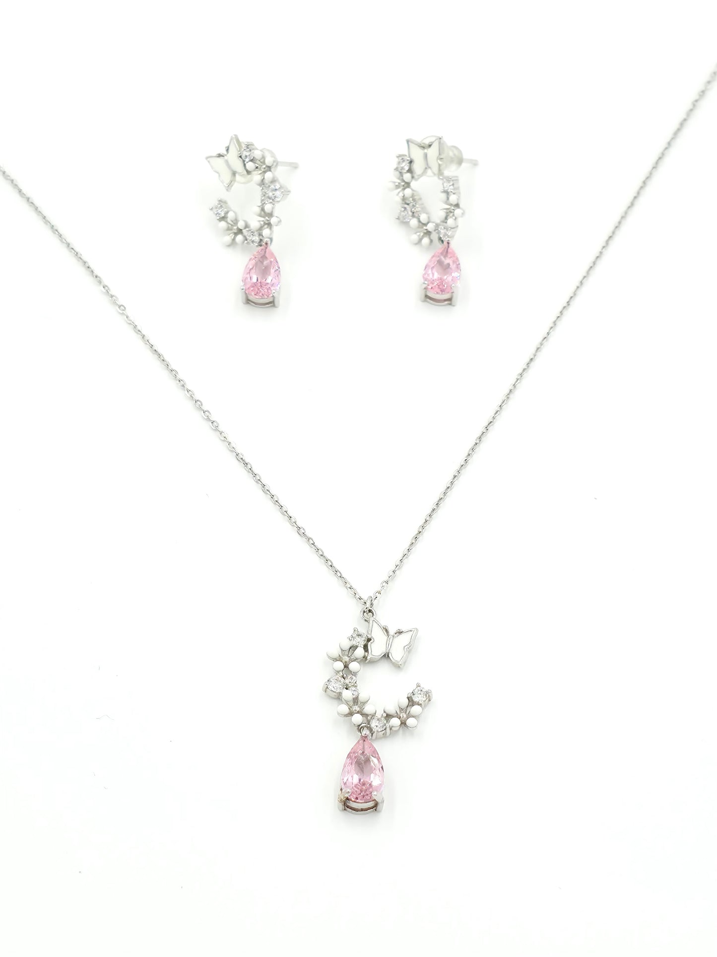 Romantic Pink Pear-Cut Butterfly Set