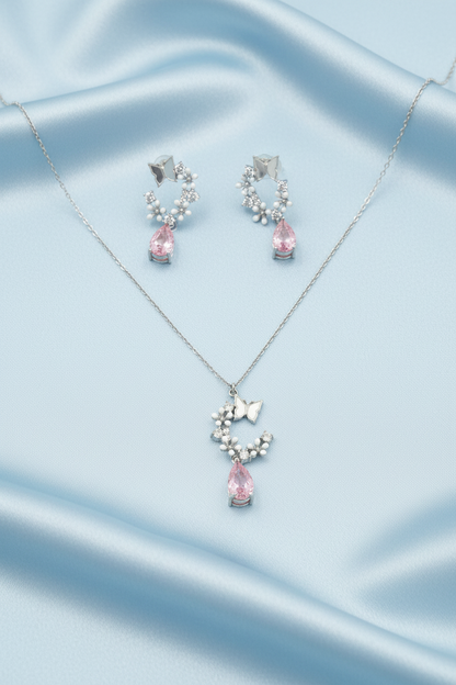 Romantic Pink Pear-Cut Butterfly Set