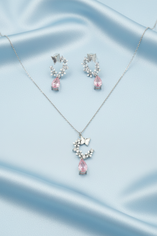 Romantic Pink Pear-Cut Butterfly Set
