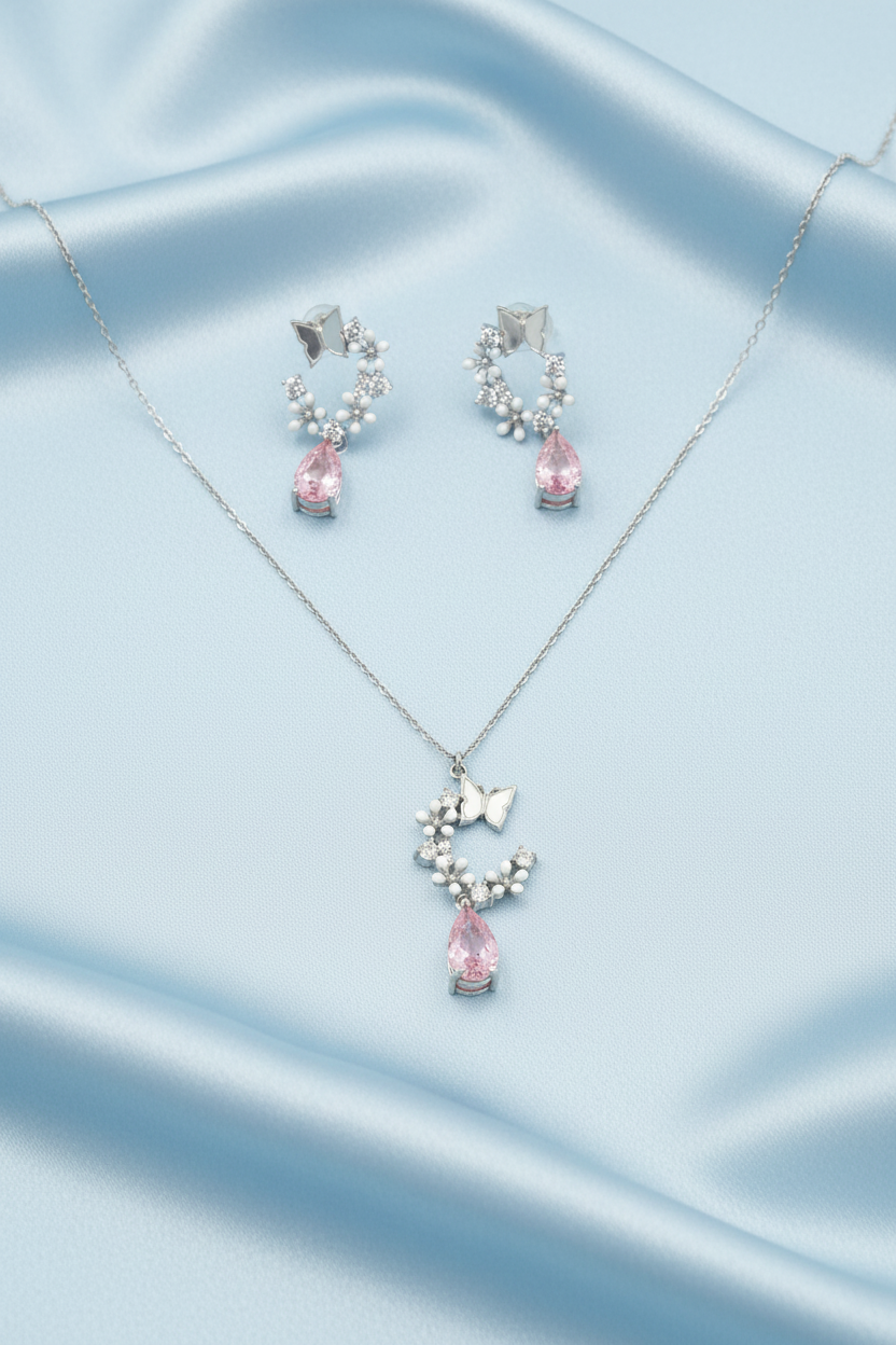Romantic Pink Pear-Cut Butterfly Set