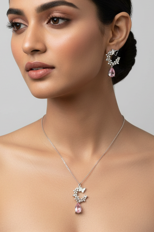 Romantic Pink Pear-Cut Butterfly Set