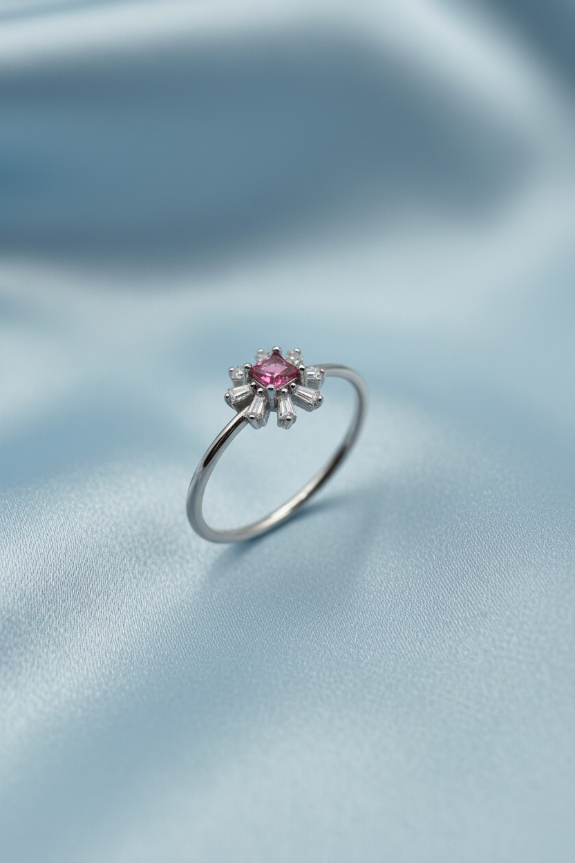 Pink Stone Flower Ring