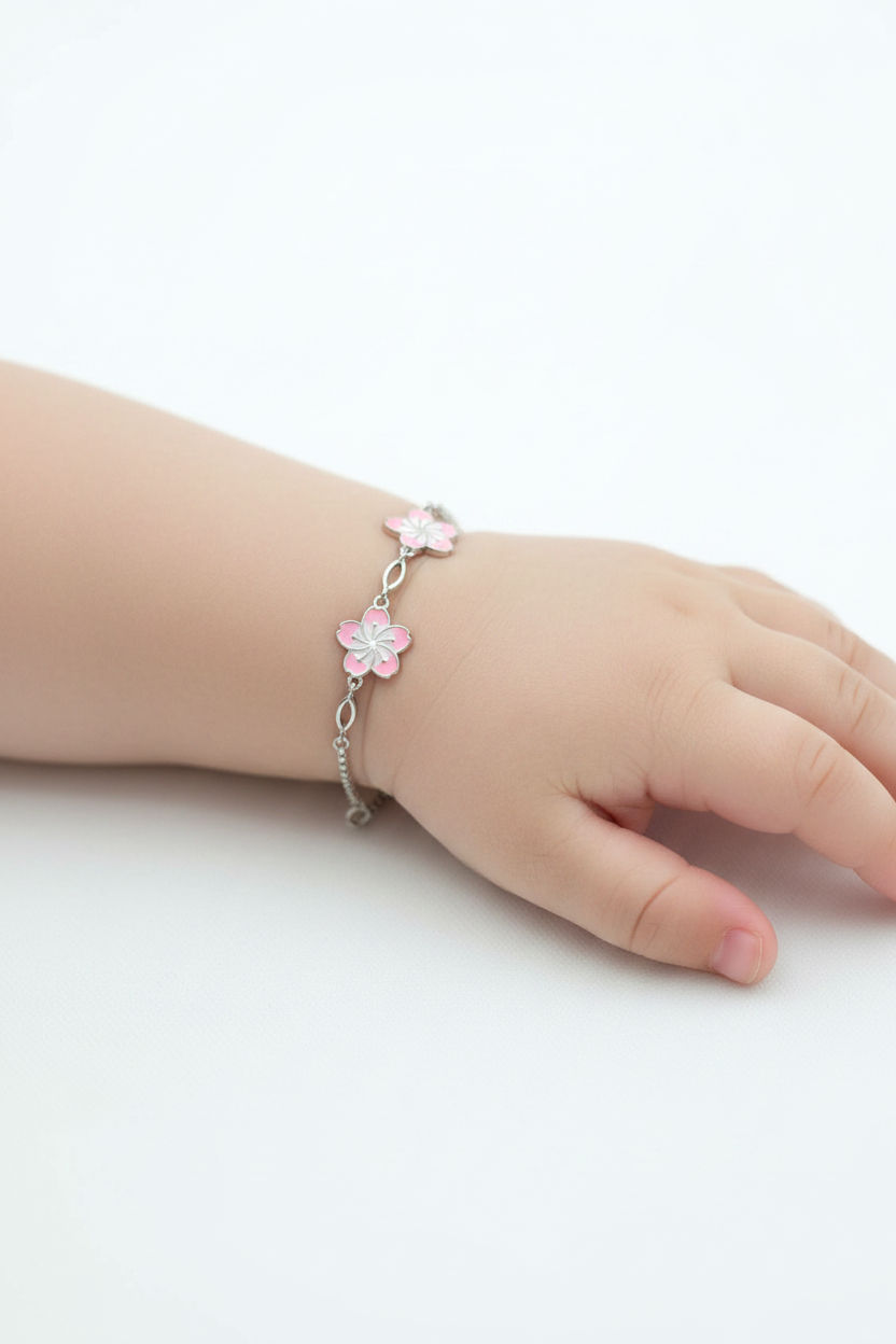 Pink Flower Baby Bracelet