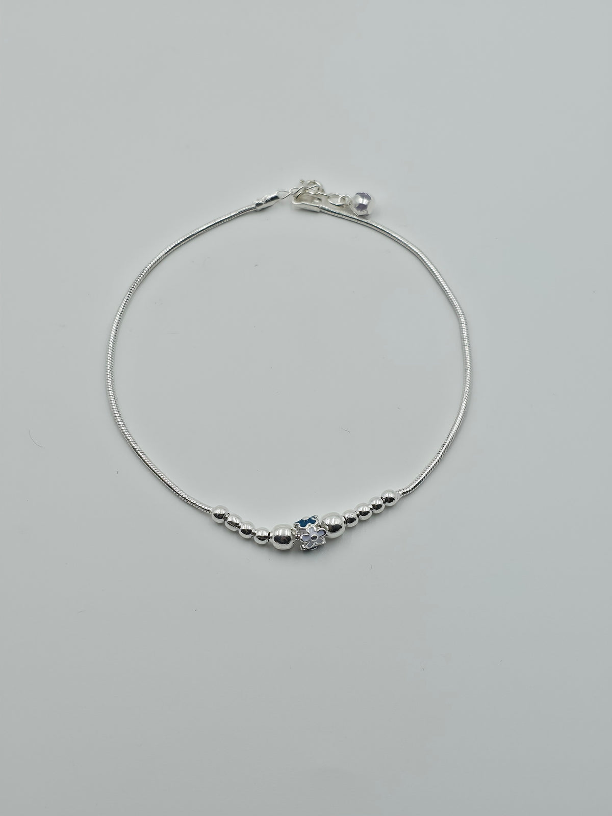 Hollow Blue Flower Beaded Anklet