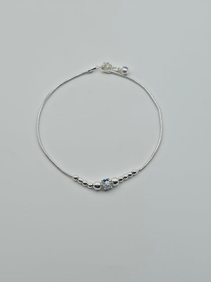 Hollow Blue Flower Beaded Anklet