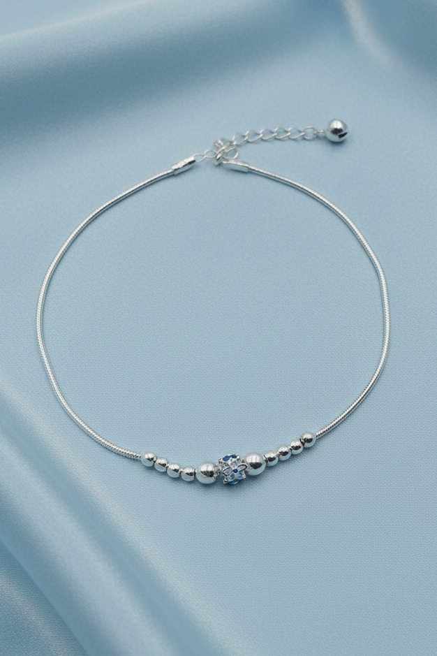 Hollow Blue Flower Beaded Anklet