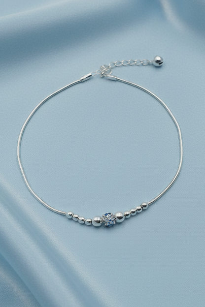 Hollow Blue Flower Beaded Anklet