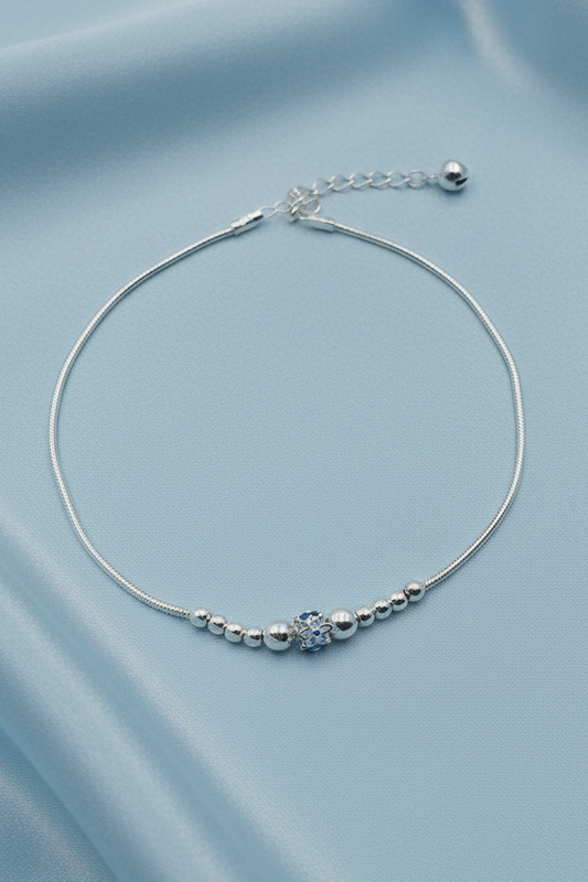 Hollow Blue Flower Beaded Anklet