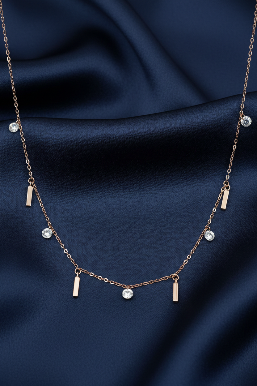 Rose Gold Geometric Bar Necklace