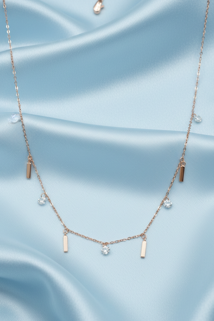 Rose Gold Geometric Bar Necklace