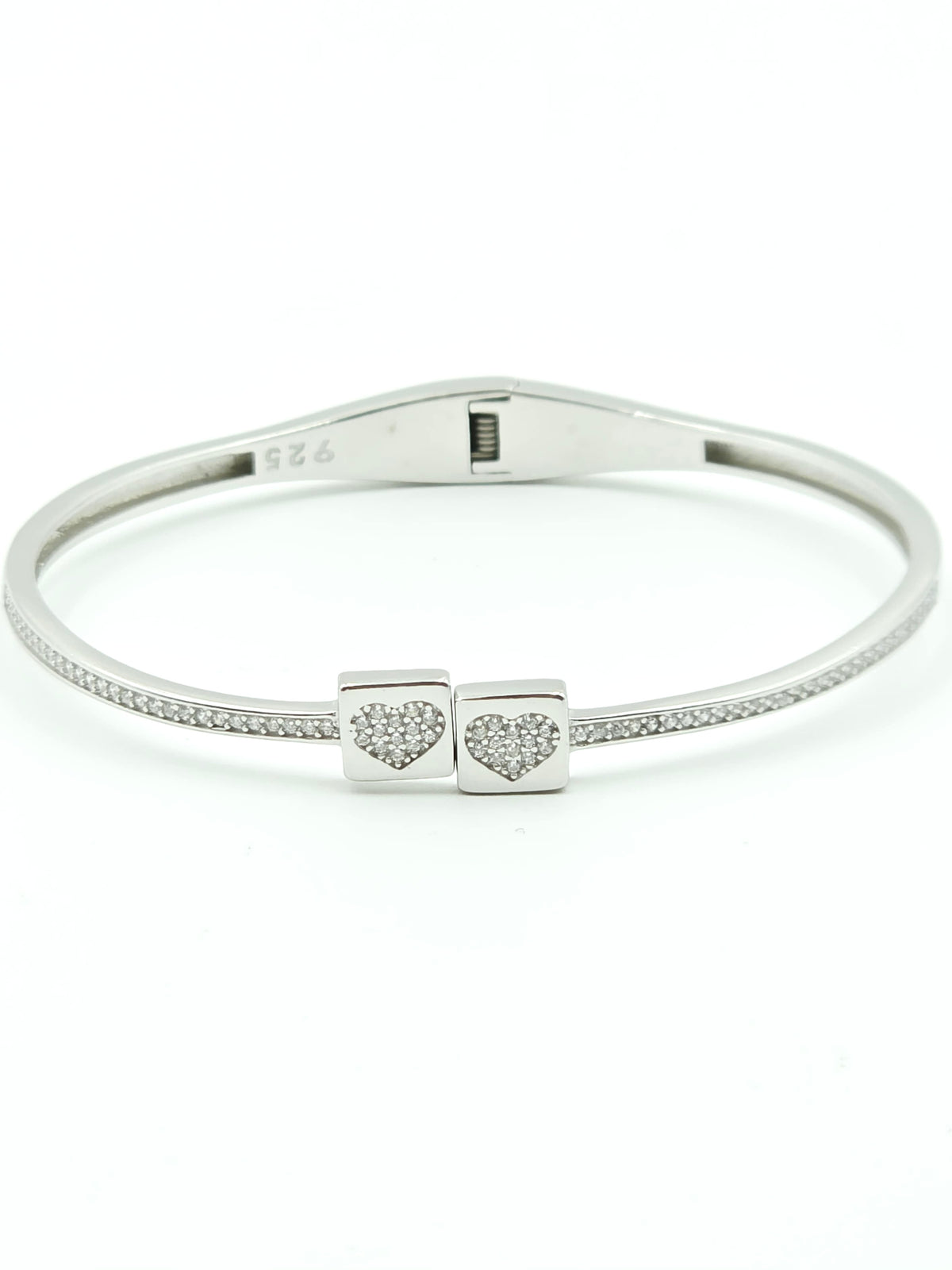 Twin Pave Heart Spring Bracelet