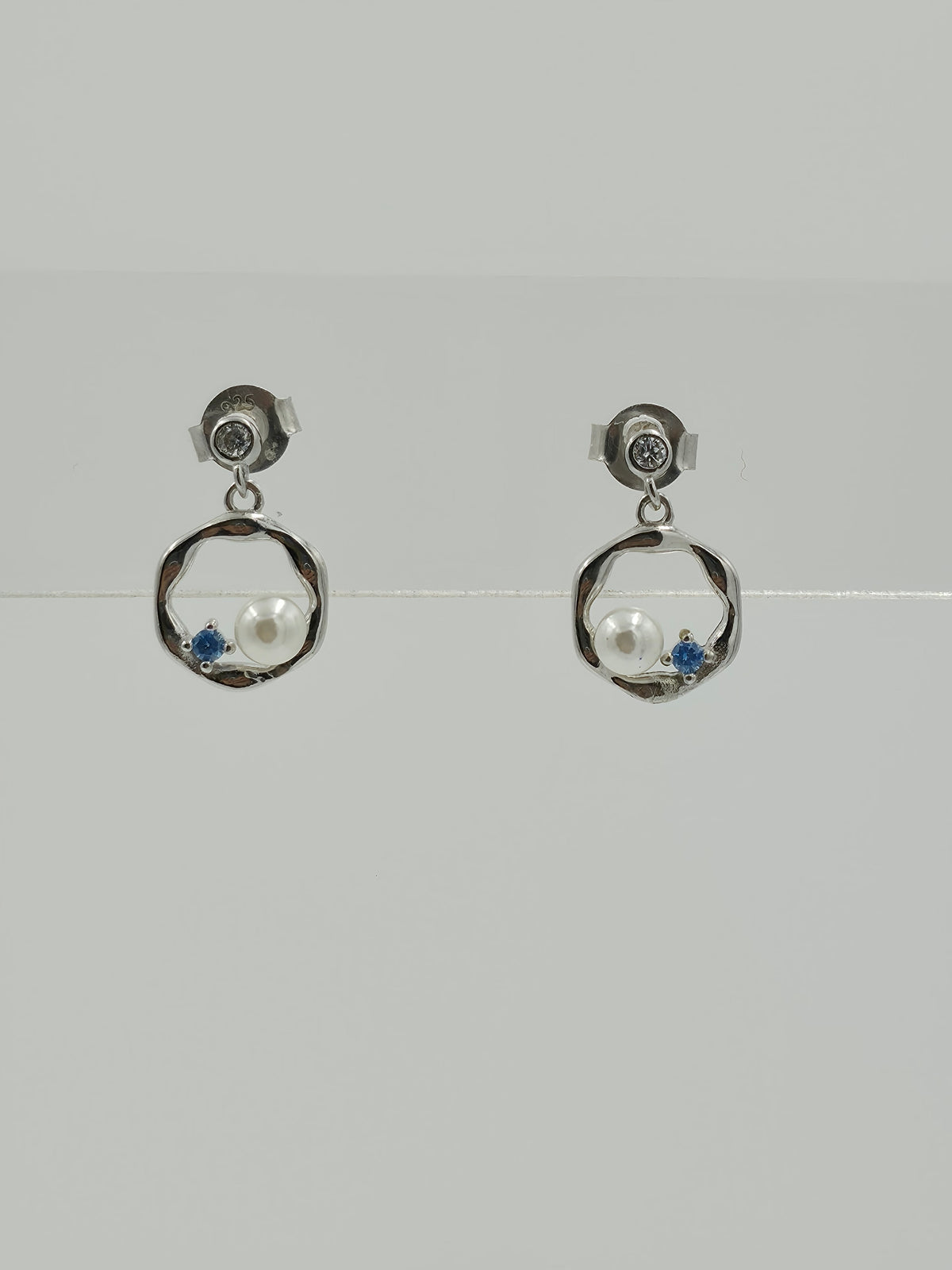 Blue Stone Pearl Earring