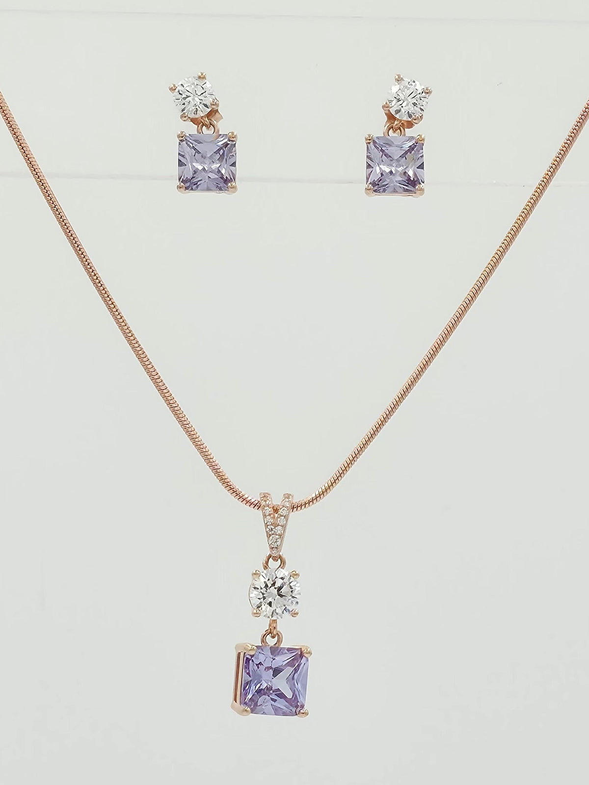 Purple Square Pendant Set