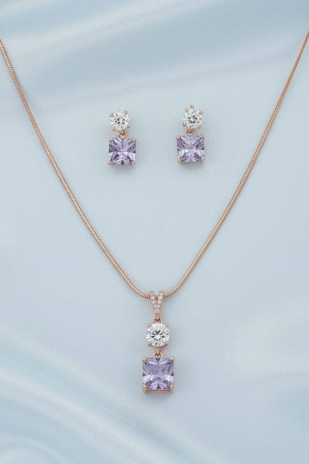 Purple Square Pendant Set