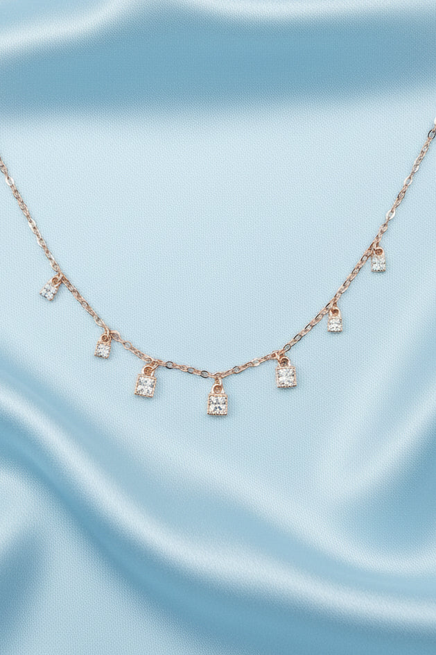 Rose Gold Solitaire Dangle Choker