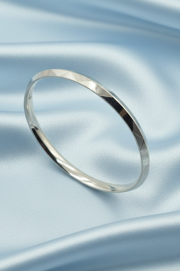 Flat Band Silver Men's Kada
