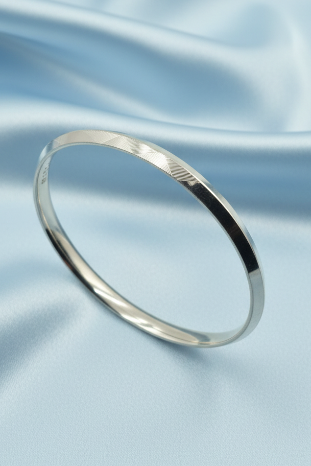 Flat Band Silver Men's Kada