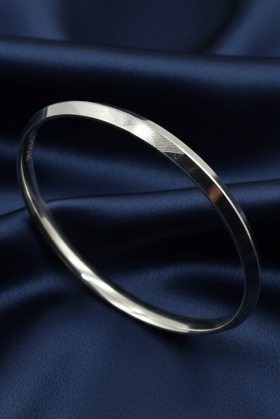 Flat Band Silver Men's Kada