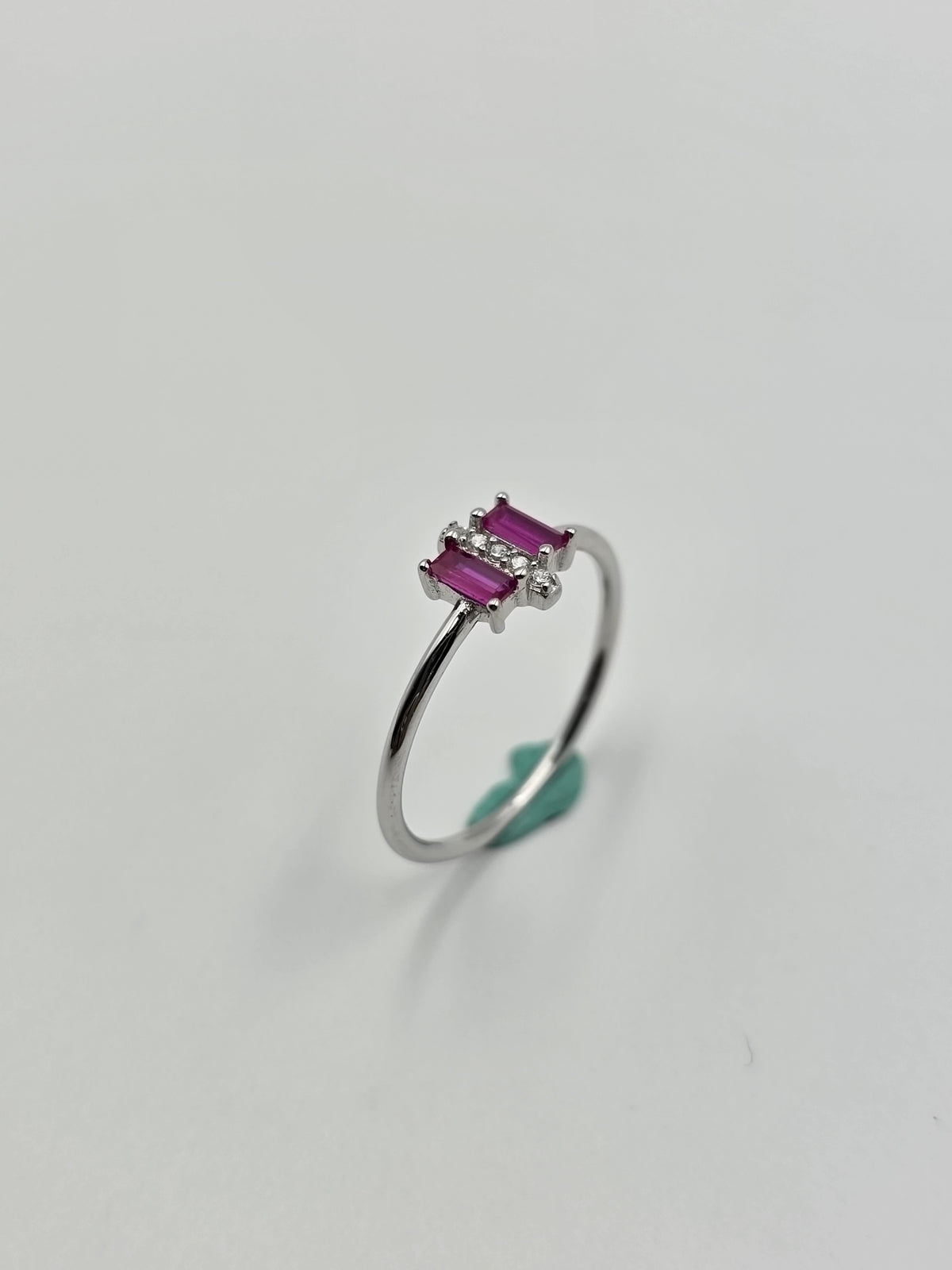 Baguette Pink Ruby Ring