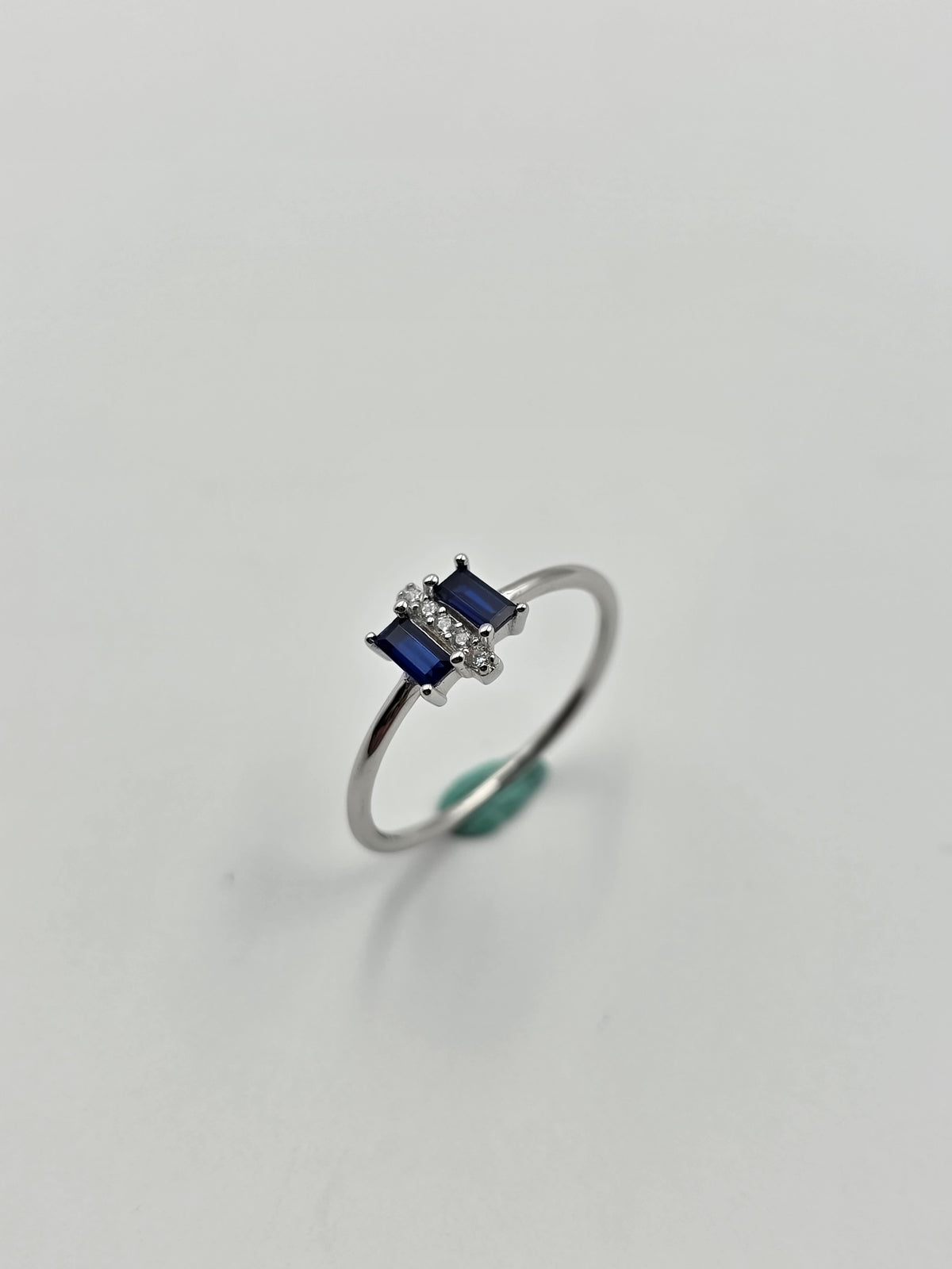 3 Stone Blue Sapphire Ring