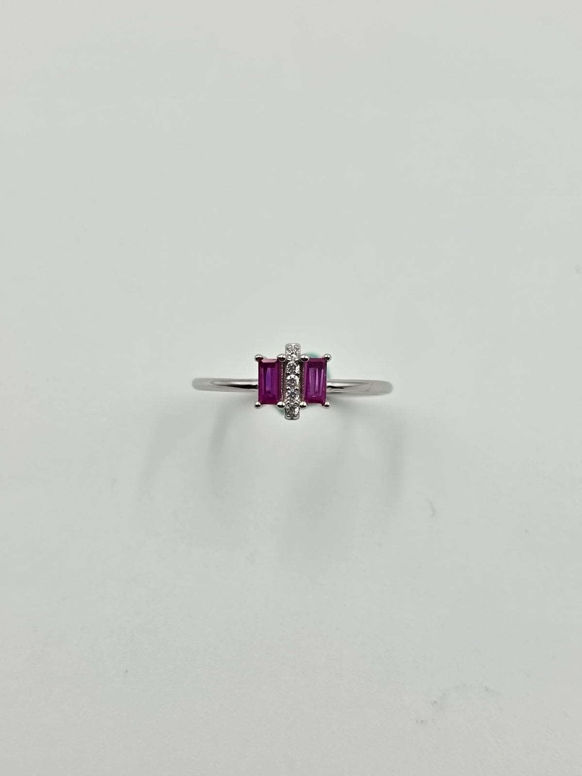 Baguette Pink Ruby Ring