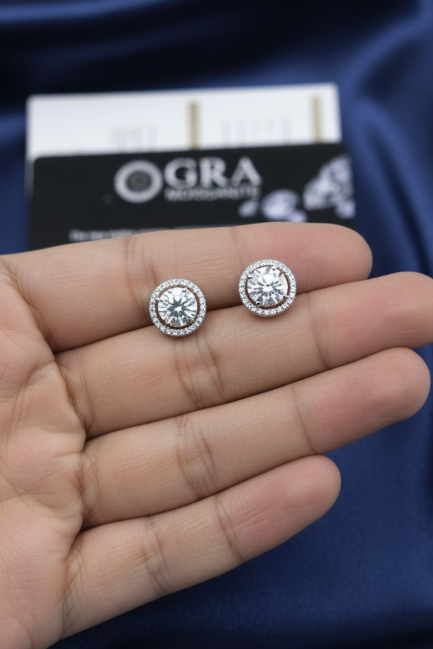 Round Stud Moissanite Earrings