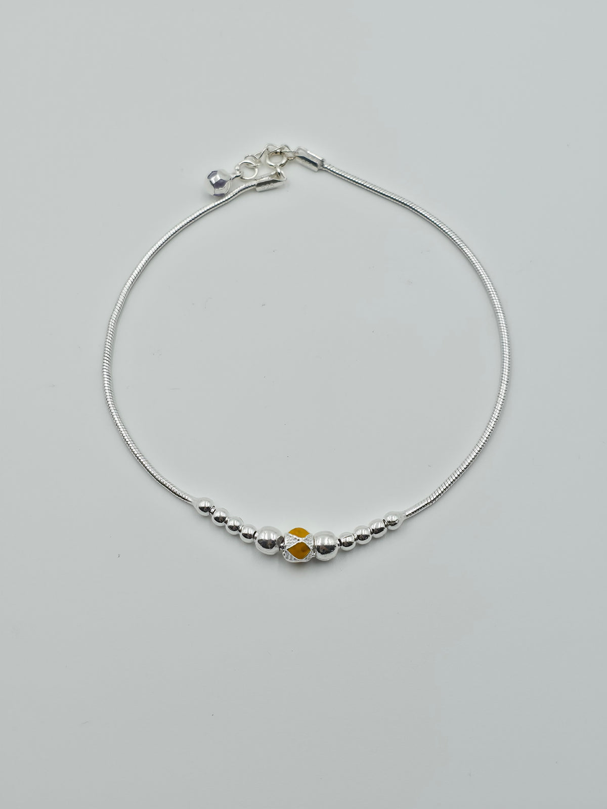 Yellow White Beaded Anklet