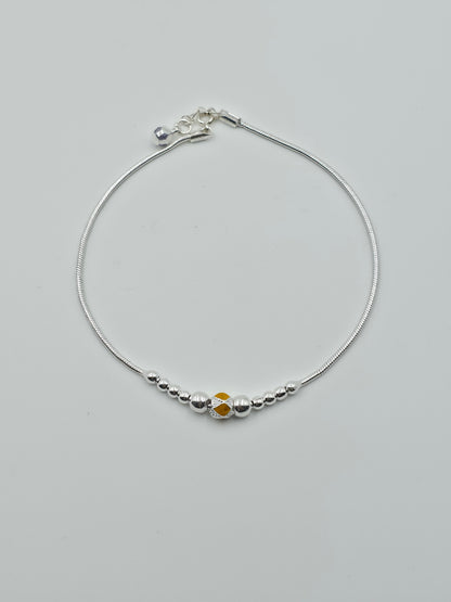 Yellow White Beaded Anklet