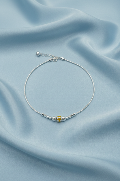 Yellow White Beaded Anklet