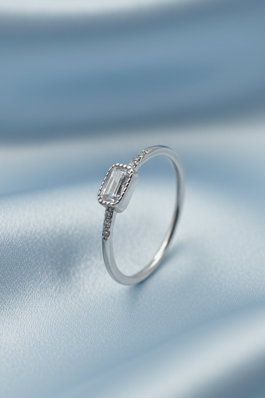 Emerald Cut Hallow Ring