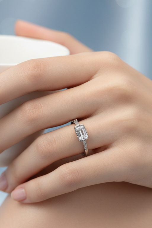 Emerald Cut Hallow Ring