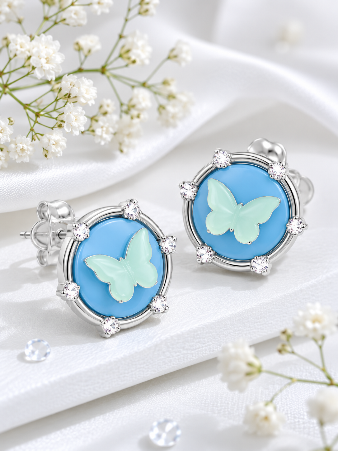 Blue Enamel Butterfly Set