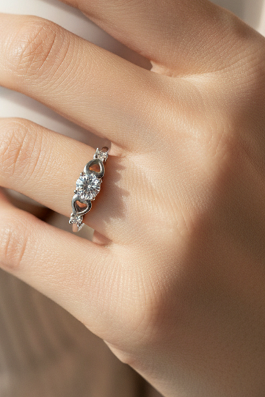 Interlocking Hearts & Round Ring
