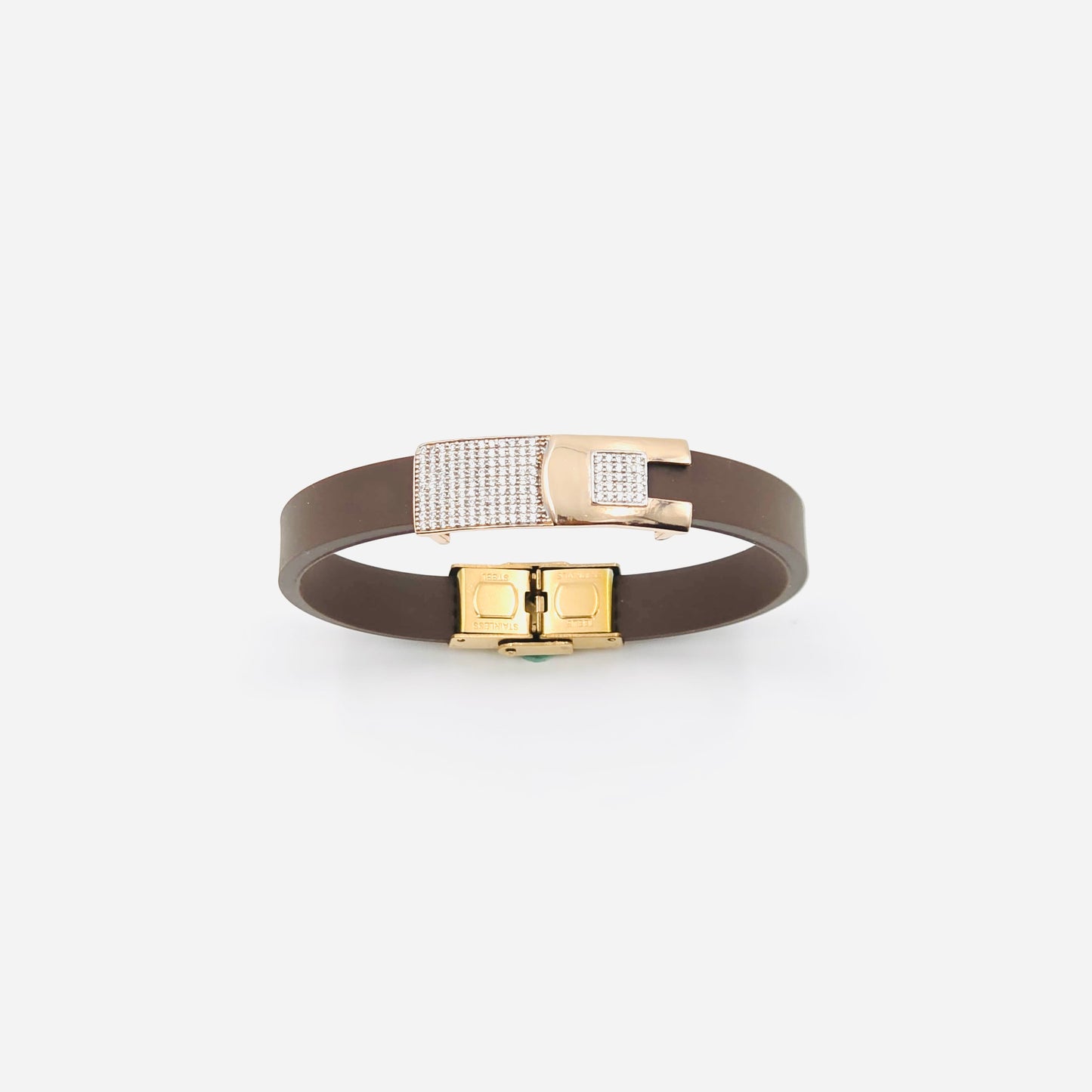 Leather Brown Belt Silver Bracelet